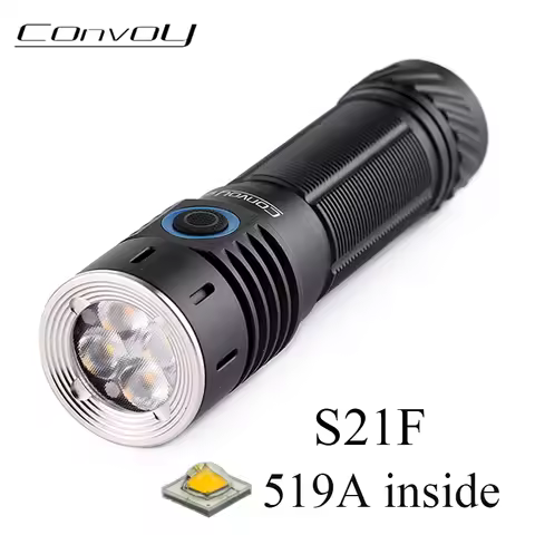 Convoy S21F Flashlight 519A Led Linterna with 60 Degree TIR Lens 21700 Flash Light Type-c High Power
