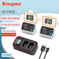 Kingma NP-FW50 แบตเตอรี่แบบชาร์จได้ + LCD DUAL Charger สำหรับ Sony A6000 A6100 A6300 a6400 A6500 A7M2 A7r2 A7S A7S2 7RM2 ILCE-QX1 RX10M2