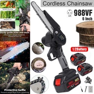 988VF 6 INCH Cordless Chainsaw Electric Pruning Saw Rechargeable Lithium Battery chainsaw pruning gergaji kayu elektrik
