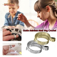 YOLANDA 2PCS Crochet Finger Ring Adjustable Finger Wear Thimble Ring DIY Household Yarn Guides