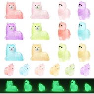 18 Keping Mini Resin Alpaca Bercahaya, Figur Haiwan Mini, Haiwan Kecil Alpaca untuk Rumah Anak Patun
