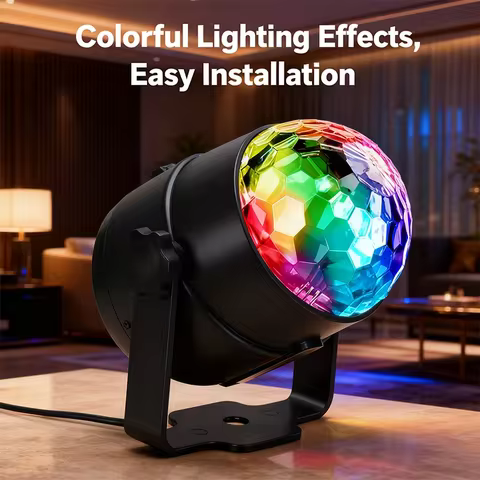 Remote Control Disco Light,RGB Stage Lighting with 7 Colors,Rotating Strobe Effect,Party,Birthday,Ch