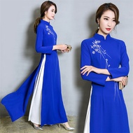 2019 New Arrival Graceful Vietnam Style Floral Traditional Dress for Women Asian Clothes Plus Ao Dai Clothing Cheongsam