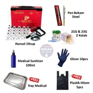 SET BEKAM LENGKAP - Hansol 19cup, Pen Bekam, Jarum Bekam, Glove, Sanitizer, Tray Medical &amp; Plastik Hitam