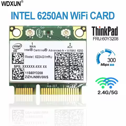 Wireless Wifi Card 622ANXHMW 6250AN 300Mbps 2.4G & 5G WiFi Adapter for Lenovo/Thinkpad Intel Advance