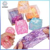 LEFT 12 PCS Stretchy Glitter Squeeze Cube Toys Soft Stress Relief Fidget Toys for Kids Birthday Part