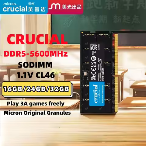 Crucial DDR5 SODIMM RAM 16GB 32GB 24GB 48GB Notebook 5600MHz 1.1V for Laptop Memory