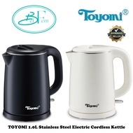 TOYOMI 1.0L Stainless Steel Electric Cordless Kettle WK 1029 Kettle Jug Cordless ( White / Black )