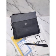 Men's Luxury CLUTCH HANDBAG AIGNER Genuine Leather CLUTCH Bag