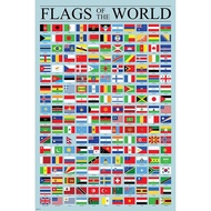 Flags of the World Poster Geography Classroom Decor International Country Reference Chart Cool Wall