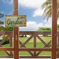 1pc Sunflower & North American Red Bird Pattern Welcome Sign For Delicate Garden, Balcony, Home Deco