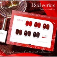 สีเจลโทนสีแดง Milan ยกเซต 6 สี รุ่น RUBY สีทาเล็บเจลสีแดงเข้ม สีแดงสด แถมฟรีชาร์ทสี