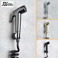 XF Bidet Sprayer Set Black Gold Grey Toilet Spare Parts with Wall Mounted Holder Bracket Pvc Hose 3m XF056