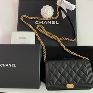 全新代購🎯Chanel Boy Wallet on chain WOC caviar black 香奈兒荔枝魚子醬牛皮鏈條銀包 AP1117