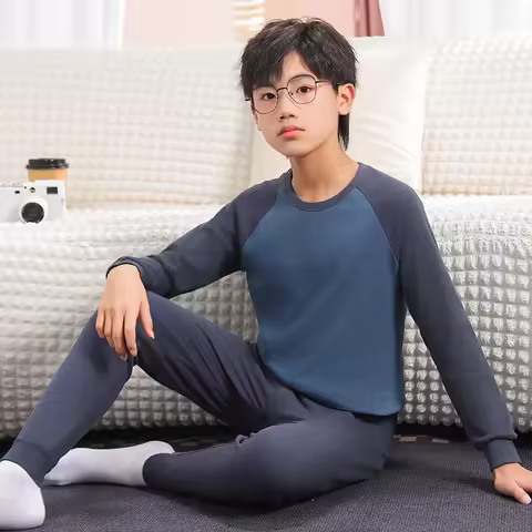 100% Cotton Boys Pajamas Sets Toddlers 2 to 3 4 5 6 7 8 9 10 11 12 13 14 Years Long Sleeve Navy Blue