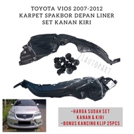 Toyota vios 2007-2012 front fender carpet liner set right Kiri