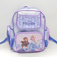 日本 DISNEY FROZEN 冰雪奇緣 ELSA & ANNA 紫色帆布 背囊 書包