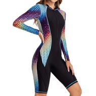 【Exclusive Offer】 Women's One Piece Jumpsuit Rash Guard Diving Wetsuit Front Zip Long Sleeves Sport Swimming Surfing Swimsuit Swimwear Rashguard