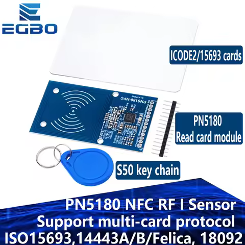 1~10PCS EGBO PN5180 NFC RF I Sensor ISO15693 RFID High Frequency IC Card ICODE2 Reader Writer For Ar