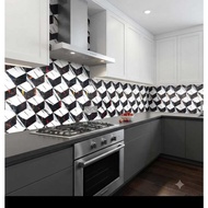 METH SD026 3D CUBE BLACK MARBLE BLACK WHITE MARBLE CUBE KITCHEN STICKER FIRE RESISTANT HOT OIL WALL 