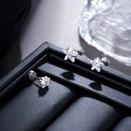 Titanium Steel Star Zircon Screw Stud Earrings Claw Setting Flat Back Piercing Earring Unisex