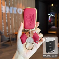 Cover Kunci VW Tiguan MK2 Magotan Passat B8 CC Golf GTI MK8 ID.4 2020-2021 Car Leather Remote Key Ca
