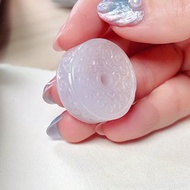 【願‧平安】紫羅蘭翡翠雕花平安扣吊飾 | 天然緬甸玉A貨翡翠 |