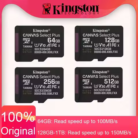 Kingston Canvas Select Plus Micro SD Card 32GB 64GB 128GB 256GB 512GB Memory Card C10 A1 Flash Card 