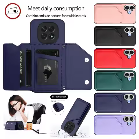 Card Holder Back Case For Realme 15 14 13 12 Pro Plus P1 P3 GT Neo 6 SE 6T 7X Magnetic Button-Flip L