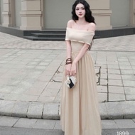 Off-the-shoulder top set with long skirt, off-the-shoulder top set with long flared skirt C694(Z4)