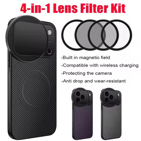 4 in 1 Lens Filter Kit CPL ND UV Star 58mm Filter Kit with Magnetic Wireless Charging Phone Case for