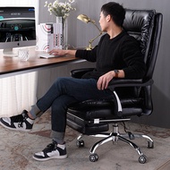 S-T💙Zhongwei Executive Chair Boss Chair Office Computer Chair Ergonomic Swivel Chair Black Ribbon Footrest VRE6