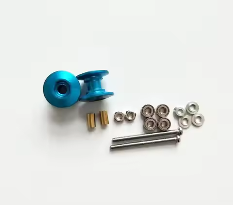 2PCS 12-13mm Double Aluminum Rollers Guide Wheel Set w/ Screws Washers for Tamiya Mini 4WD 15398 949