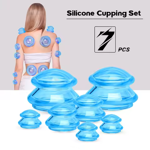 7pcs Jars Premium Transparent Vacuum Suction Massage Cupping AntiCellulite Ventosa Body Facial Cup W