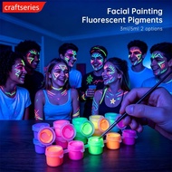 CRAFTSERIES 6 Colors Glow In The Dark Acrylic Paint Set 3ml/5ml Waterproof Luminous Body Paint for H