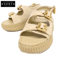 Chloe 【Like New】CH26S17KVI81N35W NAMA Suede Strap Wedge Sandals Size 35 【Used】