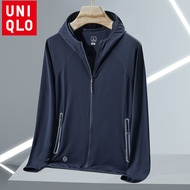 Uniqlo Men Stylish zip-up jacket  light weight stretch hooded zip-up UPF50 UV-blocking jacket