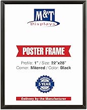 M&T Displays Picture Frame 22x28 Inch, Front Loading Diploma Frame, Black Color 1" Aluminum Profile 
