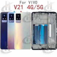 LCD Front frame For VIVO V21 5G 4G V2050 Battery Back cover Housing middle frame and Button Lens Fra