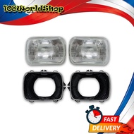 ชุดไฟหน้า + กรอบขาไฟหน้า ซ้าย+ขวา เลนซ์ใส Mitsubishi ขนาด 20x7x15 จำนวน 4 Pieces L200 Cyclone รุ่นแ