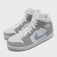 Nike 休閒鞋 W Air Jordan 1代 男女鞋 中筒 Mid AJ1喬丹 小DIOR 情侶鞋 冰底　灰白藍 BQ6472-105 22cm GREY/WHITE