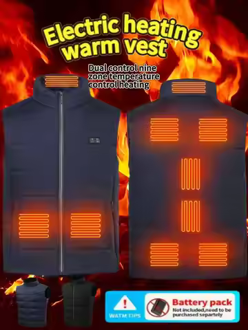 Dual-Control 9-Zone Heated Vest, Unisex, Outdoor Skiing Sportswear (Battery Not Included)