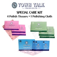 TOWN TALK Complete Jewellery Cleaning Kit - Polish Tissues and Cloth Care for Silver Gold Pearls and