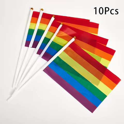 10PCS/Pack Pride Flags Easy To Hold Mini Small Rainbow Flags Parade Festival