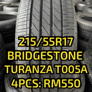215/55R17 Bridgestone Second Hand Tyre | Tayar Terpakai | 80-90% Tread