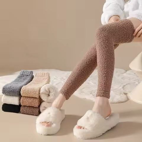 1 Pair Long Knee-High Ankle Warmers Warm Leg Wear Soft Comfortable Casual Long Socks Solid Color Wom