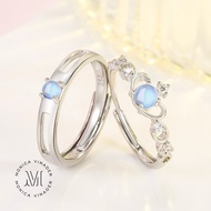 Moonlight Lover S925 Silver Moonstone Couple Ring Men And Women Open Simple Group Design