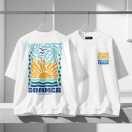 [N02051] Oversized Distro T-shirt with SUMMER SUNSET TNA Motif