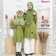 | OLIVE GREEN | BAJU TSHIRT MUSLIMAH QAYSARA | BAJU SEDONDON IBU &amp; ANAK | IRONLESS | TANGAN BERCEKAK