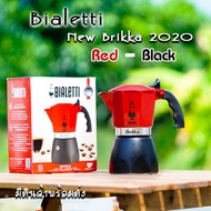 Bialetti รุ่น Brikka 2020 หม้อต้มกาแฟ Moka Pot สีแดงดำ รุ่นใหม่ ขนาด 4Cup ของแท้100%
